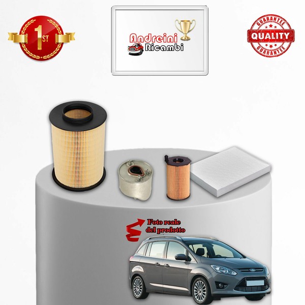 Kit Wartung 4 Filter Ford Grand C-Max 1.6 Tdci 70KW 95CV Ab 2010-image