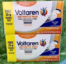 (2) Voltaren Arthritis Pain Reliever Topical Gel 3.5oz + 20g Travel Size 10/2026