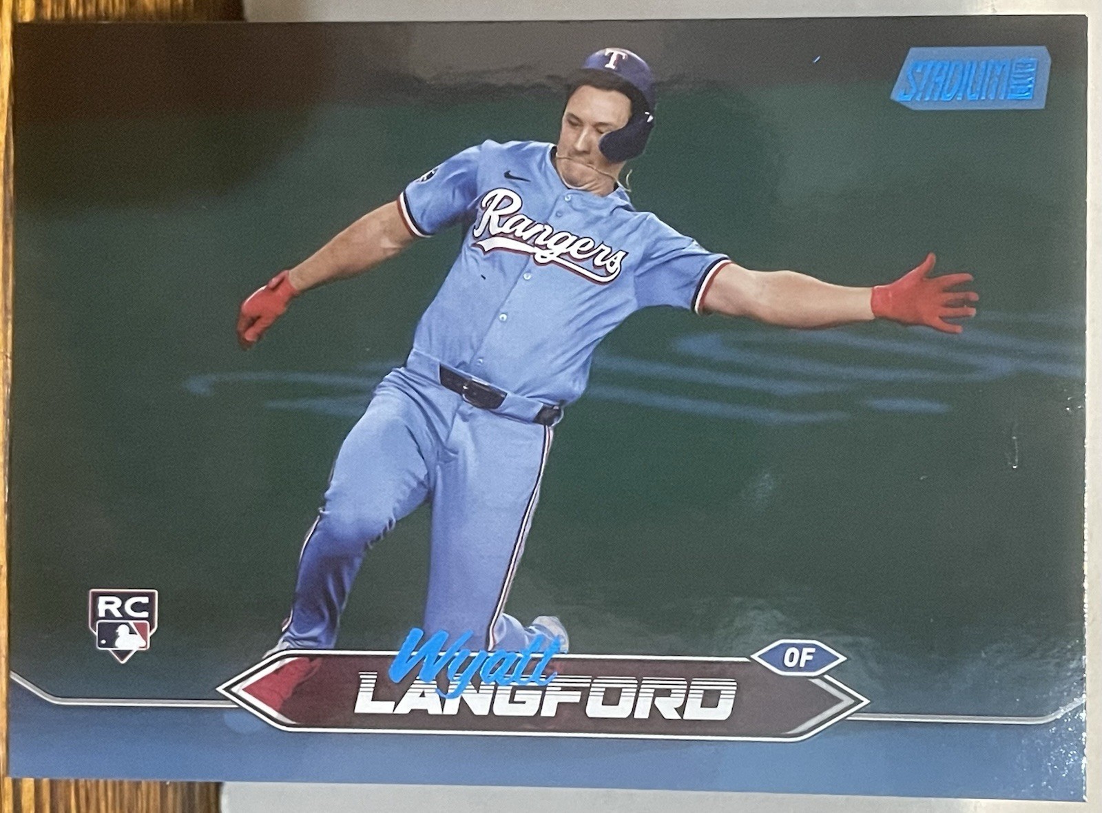 2024 Wyatt Langford Topps Stadium Club #30 RC Blue Foil 11/50 Texas Rangers