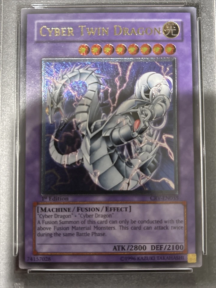 Cyber Twin Dragon Ultimate Rare CRV-EN035 1st Edition PSA 7 NM EURO - Image 2 of 4