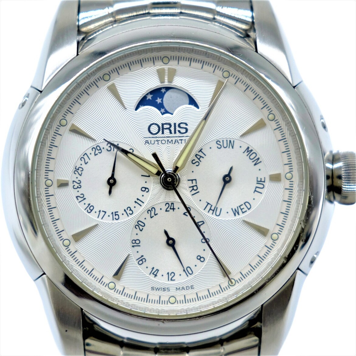 Oris Artrier Moonphase Triple Calendar 7546 Automatic SS White 40mm Grade  AB+