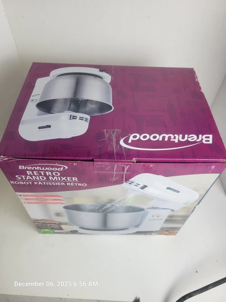 Mezclador de pie retro Brentwood 3,5 cuartos blanco • Nuevo Foto 2 de 4