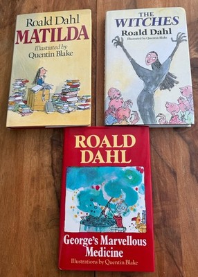 3 Very Good Vintage Roald Dahl books 1980s Matilda Witches GMM  1st Edition Hb