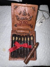 Kurt Adler Vintage Christmas Ornament Ciga Wood Box Stamped and Original Tag