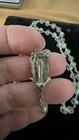 Sterling Silver Italy Crystal Rosary Necklace 28” Large Cross Catholic — photo 2