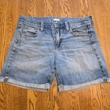 J Crew Jean Shorts Womens 27 Medium Wash High Rise Short Denim Rolled Hem