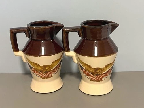 Vintage McCoy Pottery Planters Creamer Set of 2 USA Patriotic Decor Spirit of 76