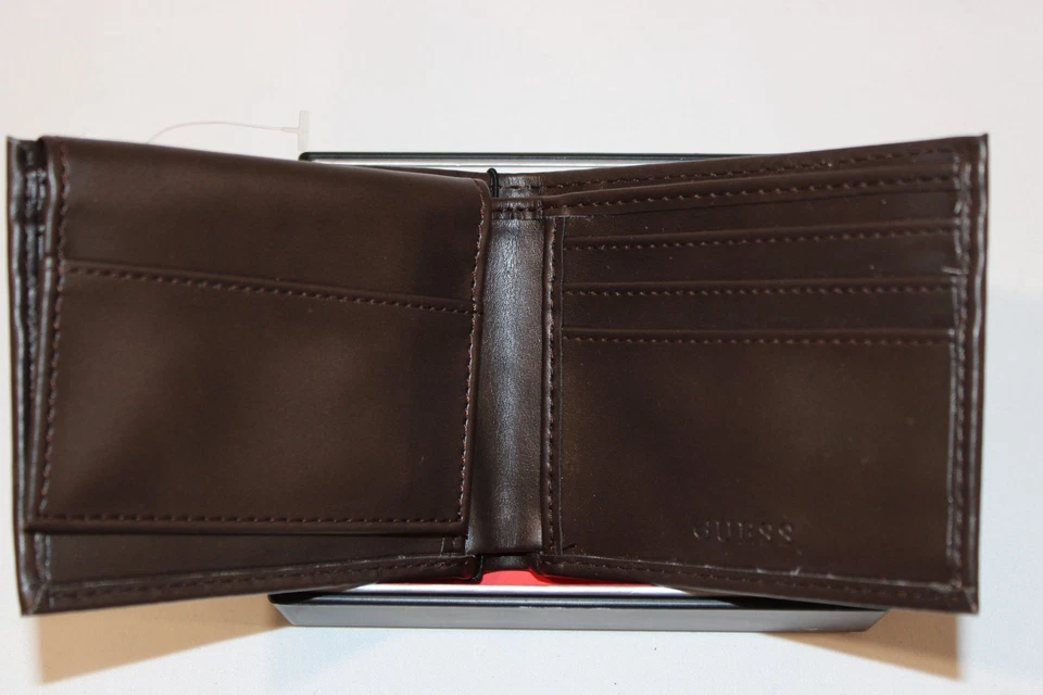 Guess Dark Brown RFID Leather Bifold Wallet $42, RFID Protection, NEW - Image 4 of 4