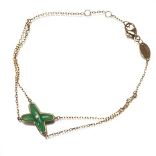 Auth CHAUMET Bracelet Chrysoprase Diamond Jeux de Liens 18K 750 Rose Gold