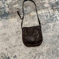 PERLINA Brown Leather Flap Crossbody Purse Bag-NICE