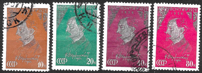 Russia #606-609, used -1936- Felix Dzerzhinski - Complete Set