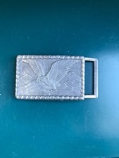 VINTAGE Bald Eagle Belt Buckle - Pewter - Unsigned - Embossed - Patriotic