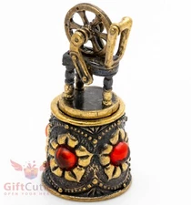 Solid Brass Amber Thimble with a Spindle lid on a magnet IronWork