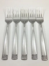 5 Cuisinart 18/10 Flatware CRESCENT STAINLESS 7 1/8" Salad Forks 