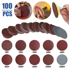 100PCS 2" Sanding Disc Sand Paper Hook Loop Sander+Backer Pad+M6 Drill Adapter