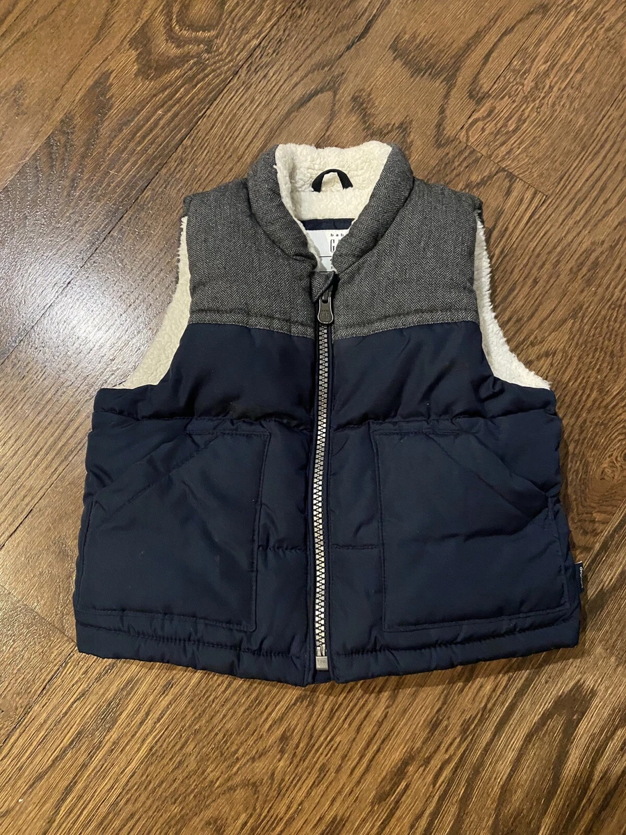 Baby GAP 12 18 month Fleece lined Herringbone Puffy Vest Excellent