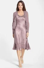 Komarov Embellished Tiered A-Line Dress & Jacket -Size Medium