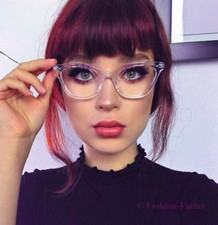 Retro "JENNY" Vintage Rockabilly Demi Frames Clear Lens Cat Eye Designer Glasses