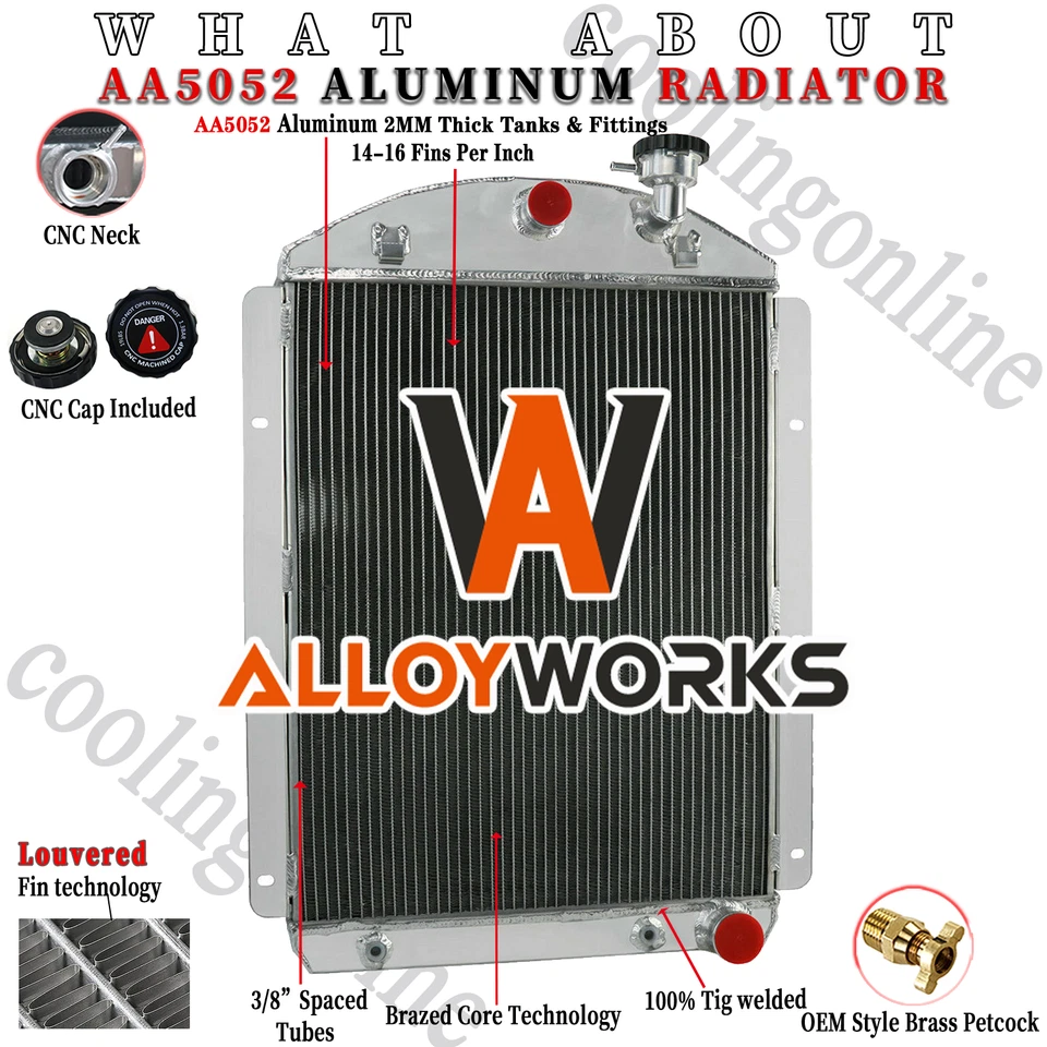 3 Rows Radiator Fit 1941-1946 Chevrolet Pickup Truck GMC AK Series V8 DPI4146CH Foto 2 de 4