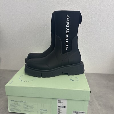 Off-White For Rainy Days Rain Boots Black Women s EU 39/US 9 Used With
