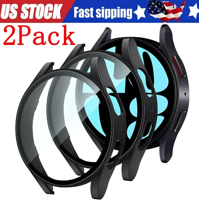 2X Samsung Galaxy Watch 4 5 6 7 40/44 Tempered Glass Protector Screen Case Cover