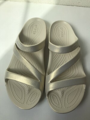 WOMEN'S CROCS COBBLESTONE SHIMMER STRAPPY KADEE II BEACH WATER SANDALS  10 NWT