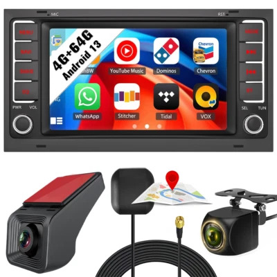 YUANTING HD DVR+Android 13 Car Stereo Apple CarPlay RDS SWC+CAM For VW Touareg 2003~2010
