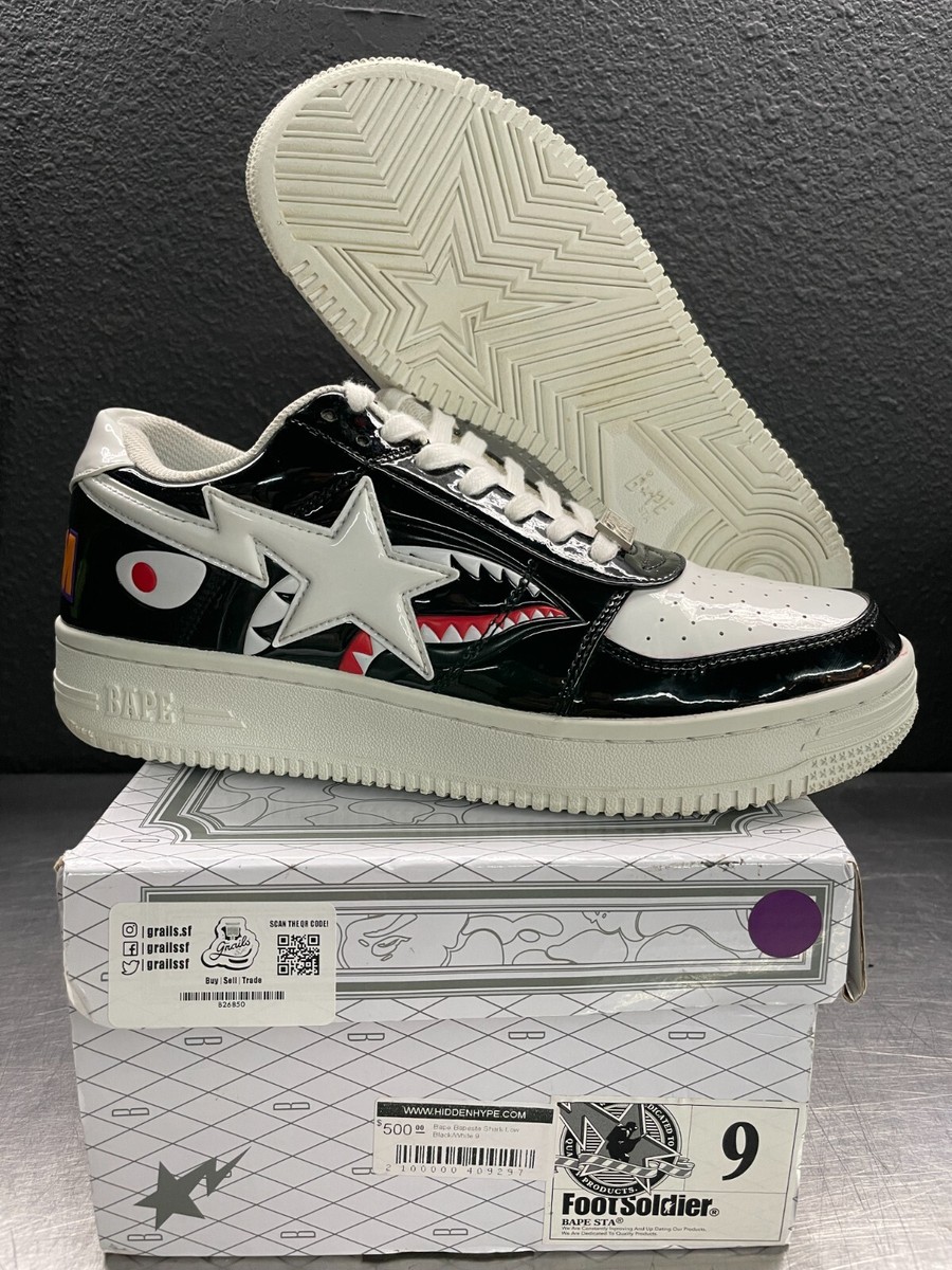A Bathing Ape Bapesta Low Shark Face Black Sneaker Size 9 A Bathing Ape Bapesta Low Shark Face Black Sneaker Size 9