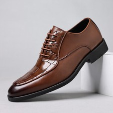 Retro British Mens Lace Up Formal Dress Business Wedding PU Leather Shoes Casual