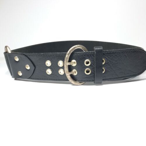 Nine West Black Wide Elastic Belt with Shiny Leather Buckle Vintage Nine West Synthetic Leather Patent Leather Wide  main image 3