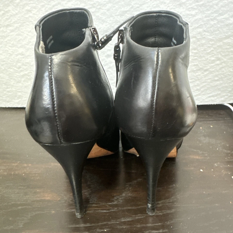 Botines Via Spiga de cuero negro con tacón de aguja alto 6,5 Foto 4 de 4