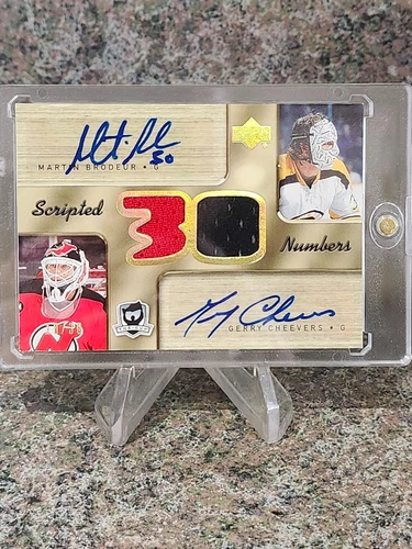 2005-06 The Cup Scripted Numbers Gerry Cheevers Martin Brodeur #10/30 Auto
