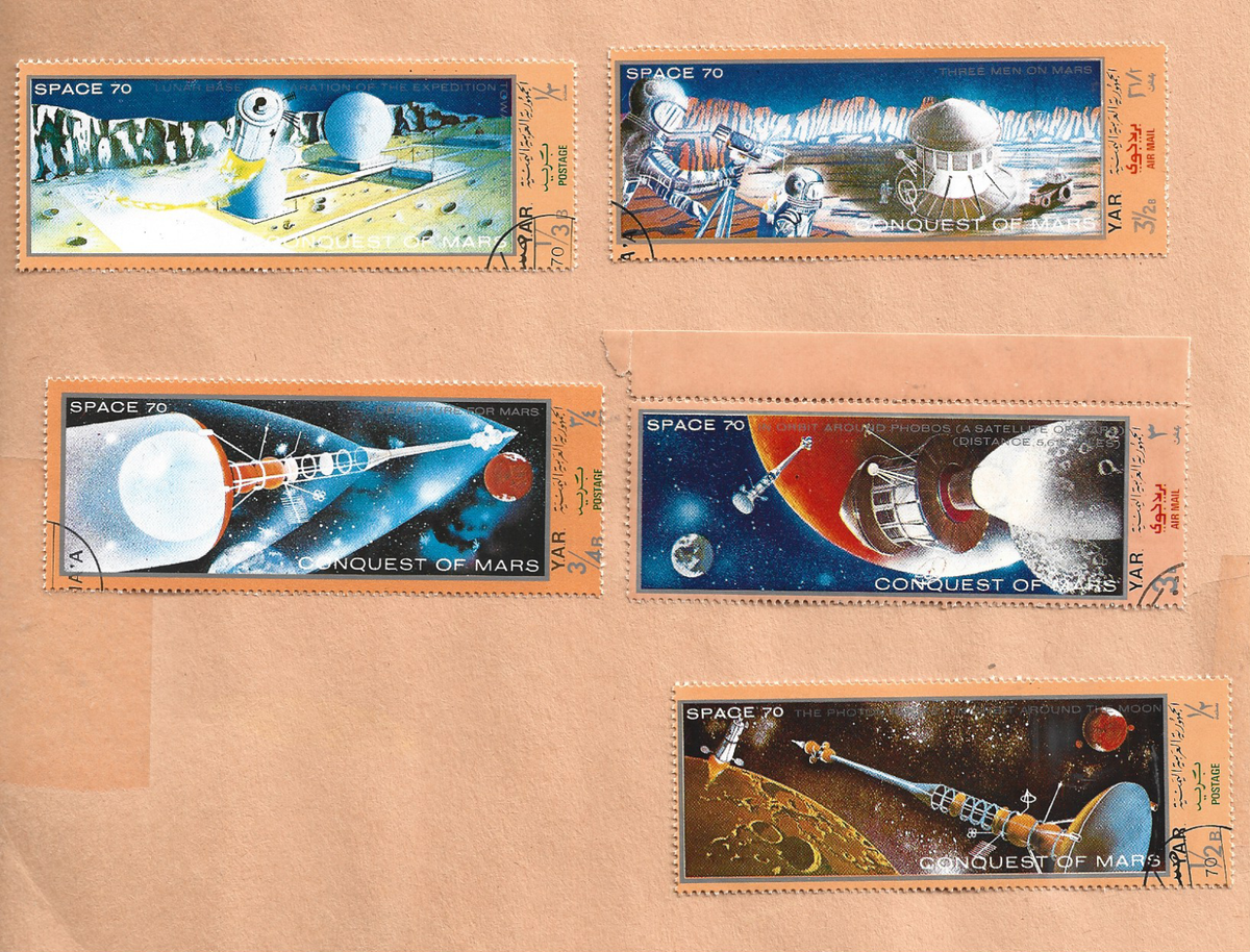 ７０年代NASA ケネディ宇宙センター ペナント&ポストカード CONQUEST OF MARS SPACE 70 SPACE STAMPS | eBay