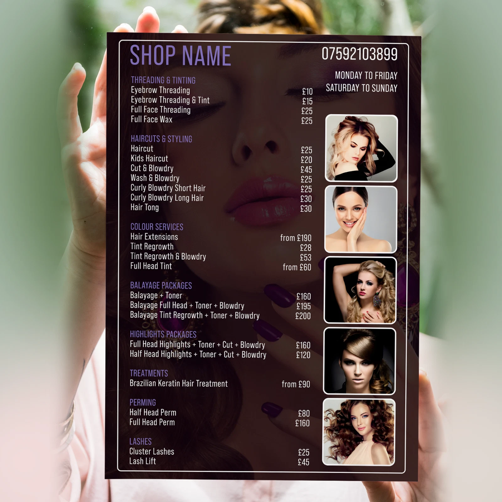 Personalised Salon Price List Poster
