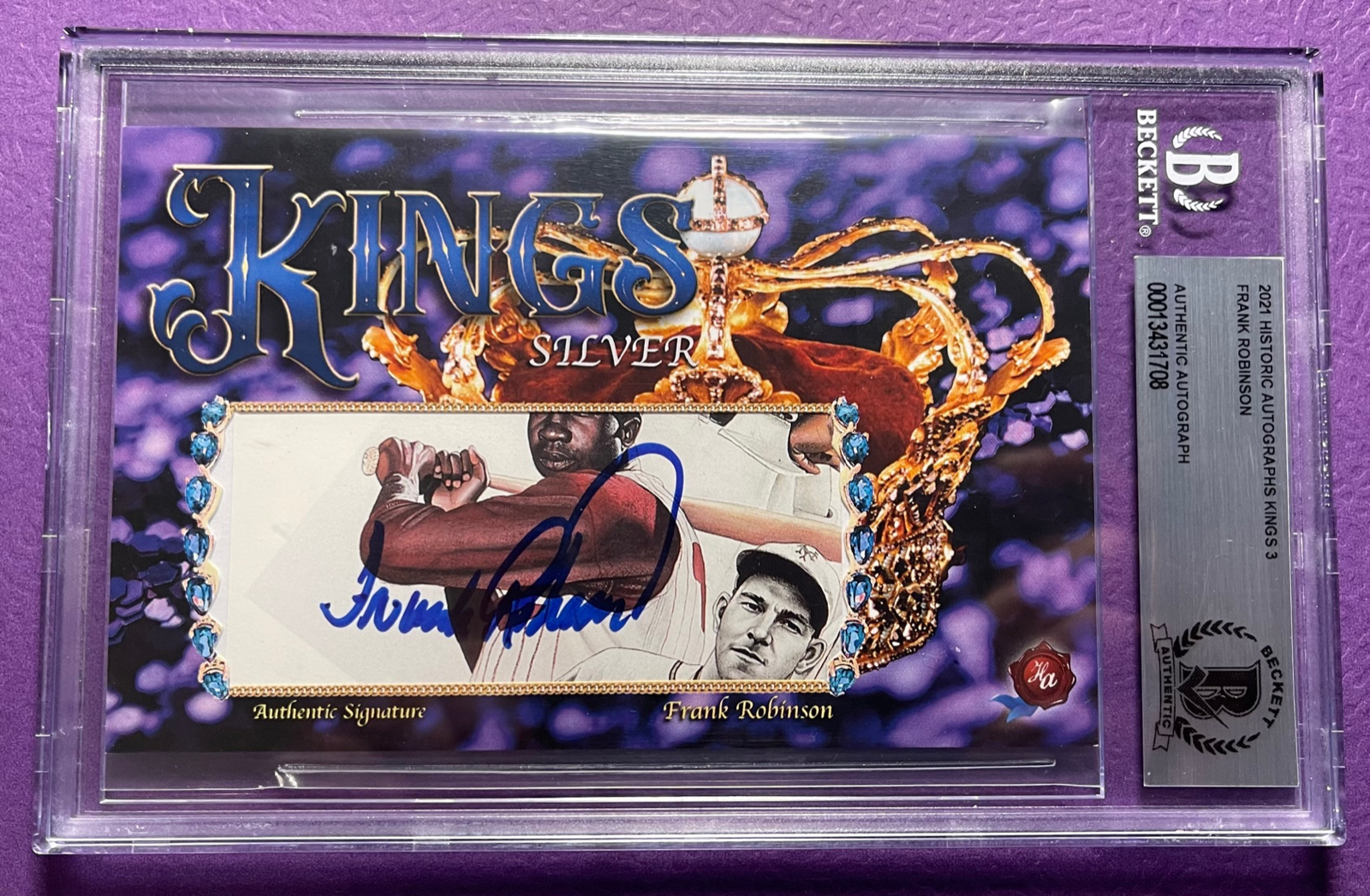 FRANK ROBINSON Autographed Signed 2021 HA HISTORIC AUTOGRAPHS KINGS 3 CUT SIGNATURE BECKETT 