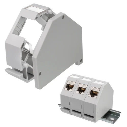 1x Keystone Modul LAN Hutschienenadapter RJ45 Jacks Cat.5e 6 6a 8 Halterung
