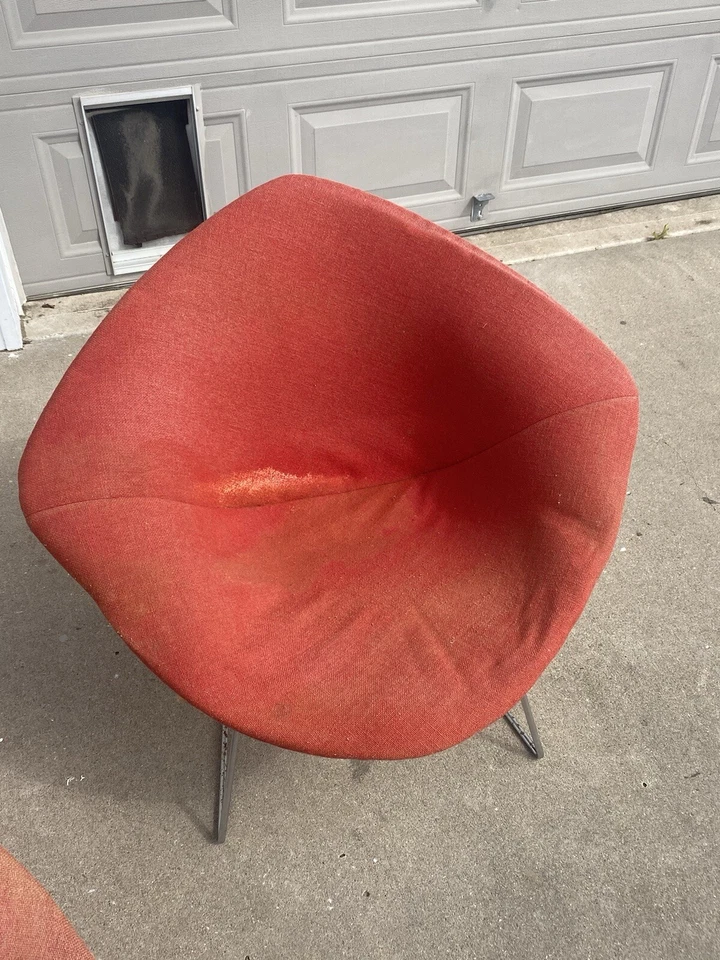 Silla vintage Sunshine Orange Knoll Harry Bertoia Diamond Foto 3 de 4