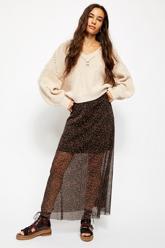 Free People Seven Wonders Maxi Skirt Black Multi Uk XS 4 - 6 - Picture 6 of 12