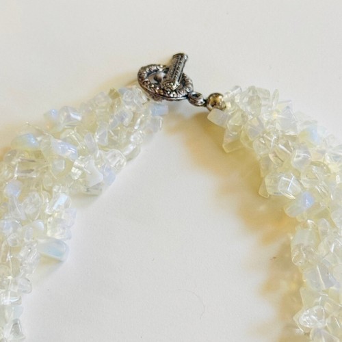 Collar de Colección Opalescente Opalita Arte Vidrio Acolchado Cuello con Cuentas 18"L Raro Grueso - Imagen 4 de 6