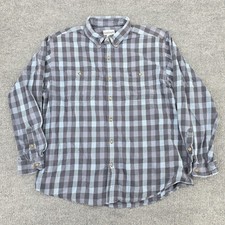 Carhartt Shirt Mens 2XL Blue Gray Plaid Flannel Button Down Workwear Casual READ