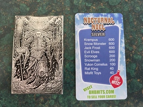 1/2 oz .999 Silver Black Hand Bullion Jack Frost Art Bar, Nocturnal Noel Series