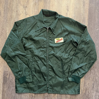 #ad #ad Vintage 70s Kmart Windbreaker Zip Jacket Green Point Collar Pride Mens XL Dekalb $25.95