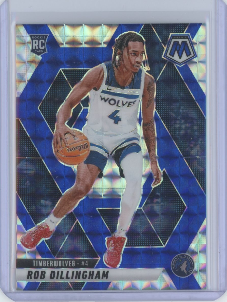 2024-25 Panini Mosaic Rob Dillingham #218 Rookie RC Blue Choice #/45 Minnesota