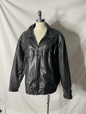 Vtg Bermans Leather Bomber Jacket Black With Zip Out Lining Mens Size 50 B