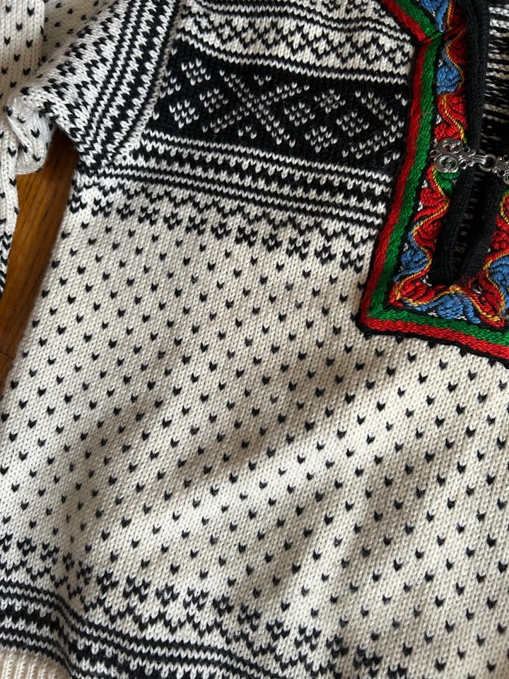 Vintage Dale of Norway Olympic Games Fair Isle Wool Knit Clasp Sweater SZ 36 XXS - Image 3 of 4