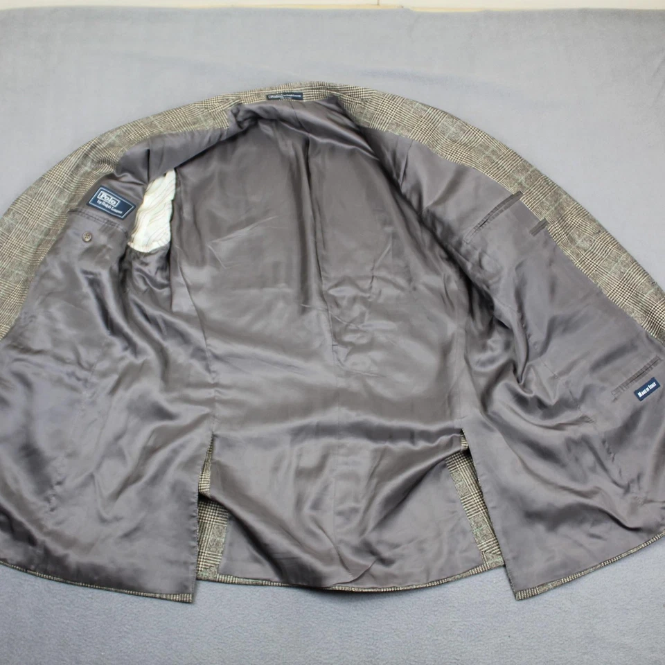 Blazer Polo Ralph Lauren Para Hombre 46 L Pata de Gallo Cuadros 2 Piezas Lana Cachemira Italia Foto 4 de 4