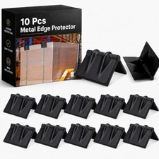 10 Pcs Metal Edge Protectors Flatbed Steel Corner Guard - Black