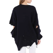 Balenciaga Navy Cut-Out Crewneck Knitted Jumper - Image 4 of 4