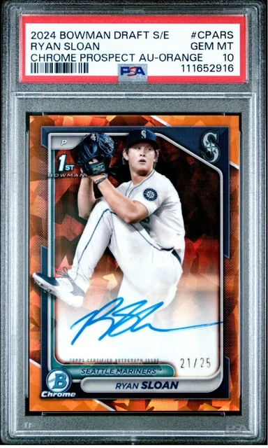 PSA 10 2024 Bowman Chrome Ryan Sloan Orange Sapphire Auto /25