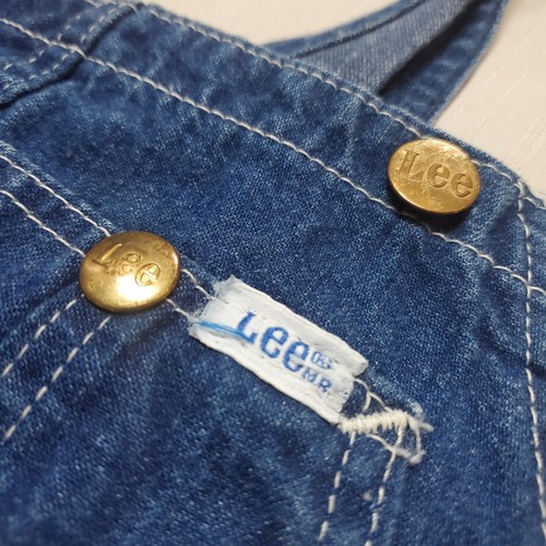 Vintage 70s LEE Denim Overalls Workwear Carpenter Bibs Made In USA 30x35 Long - Picture 4 of 13